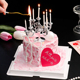 情人节蛋糕装 饰烛台摆件珍珠蝴蝶结爱心卡片情侣告白生日装 扮插件