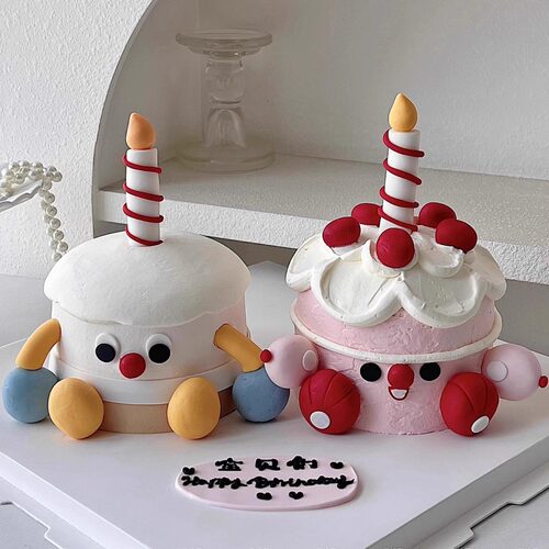 网红可爱jellycat蛋糕装饰摆件小脚丫生日蜡烛烘焙甜品台装扮插件