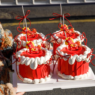 2026新年蛋糕装饰可爱摇摇马摆件春节跨年除夕甜品台装扮插件配件