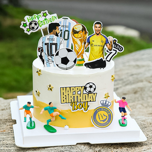 男生足球主题蛋糕装饰摆件足球队世界杯足球小将甜品台装扮插件