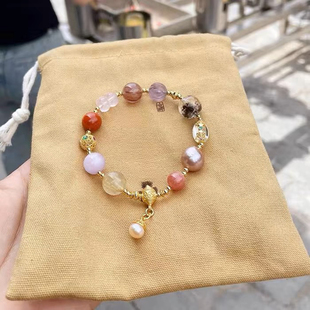 官方正品北京法物流通处新款绿幽灵手串心想事成月光石多宝款手链