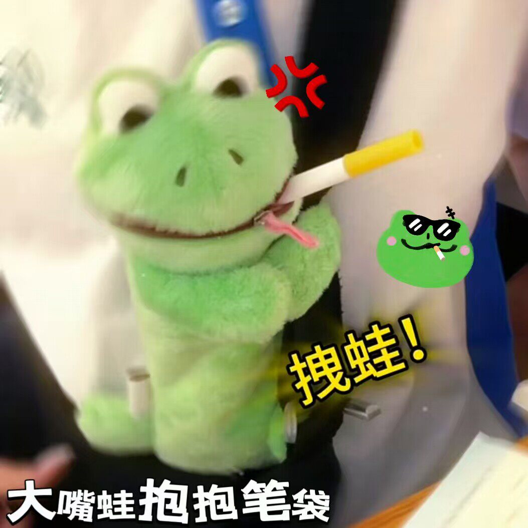 大嘴青蛙笔袋可爱抱抱玩偶铅笔盒便携式文具收纳袋高颜值毛绒玩具