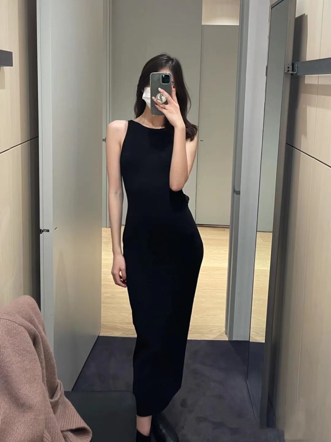 气质轻熟通勤显瘦连衣裙夏季女装中长款修身针织吊带裙F6280