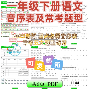 2025小学语文一年级下册音序表重点五大专项练习题电子版资料