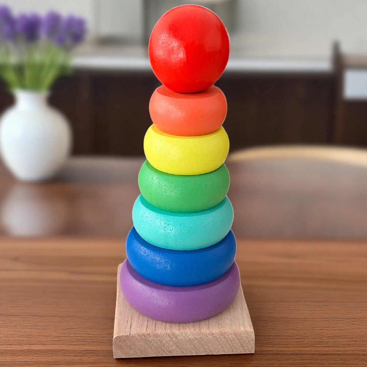 蒙氏早教教具儿童彩虹塔套圈套柱 叠叠圈套塔积木宝宝益智力玩具