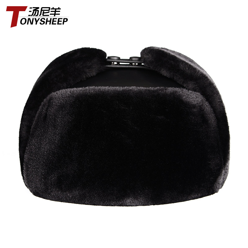 中老年真皮雷锋帽男士加厚保暖棉帽加绒护耳老人帽冬季羊皮爷爷帽