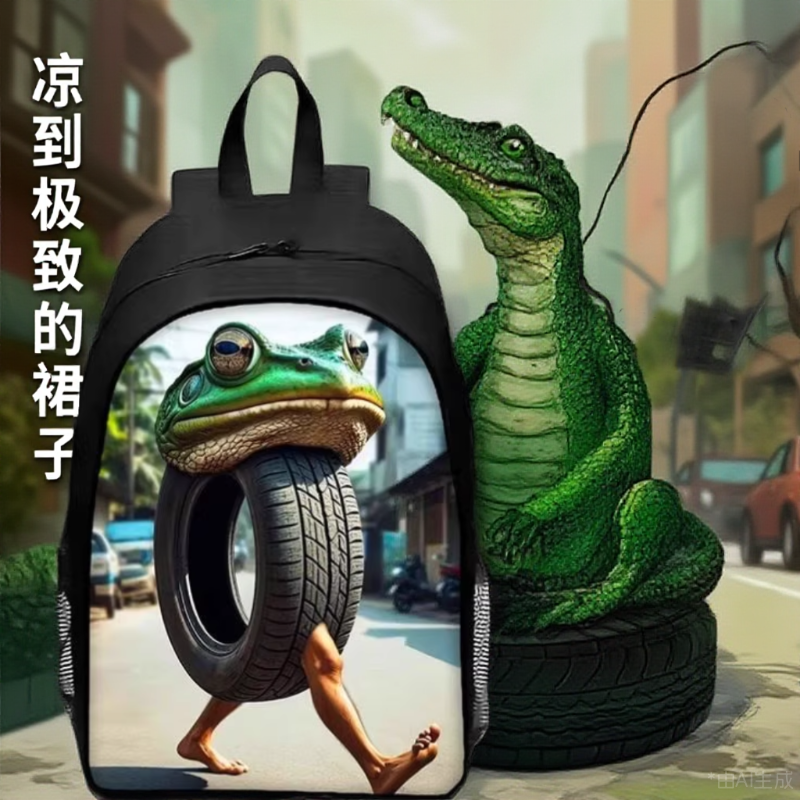 。男童新款2025山海经书包国外木棍人双肩包透气耐磨中大童卡通背