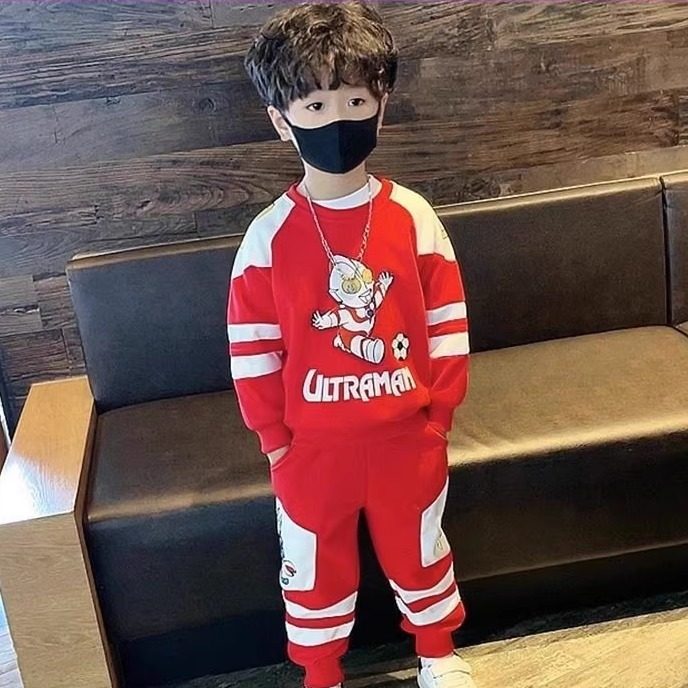 清仓男童卫衣套装2025新款纯棉奥特曼洋酷帅气时髦卡通潮流童装春