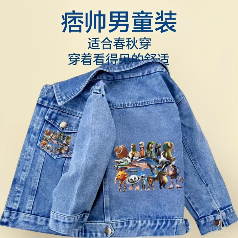 痞帅男童装上衣山海经牛仔衣春秋