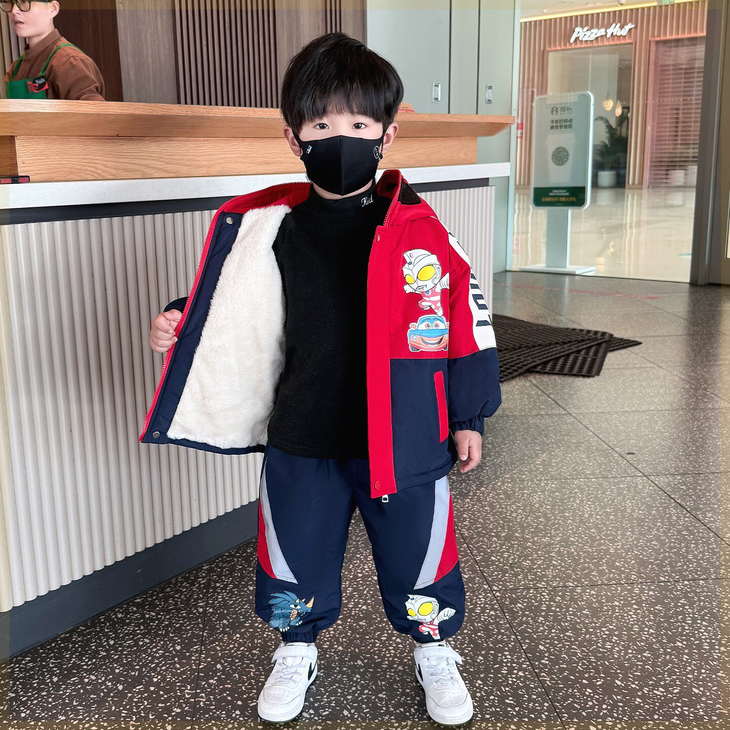 奥特曼衣服男童冬装加绒加厚套装2026冬季新款儿童保暖棉衣两件套