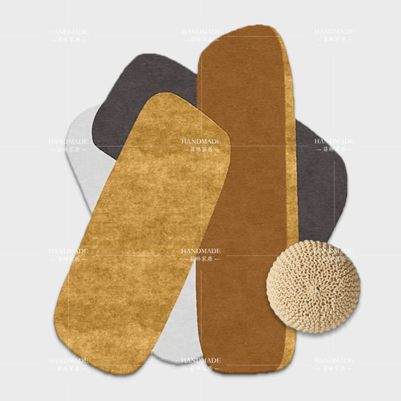 现代简约极简地毯不规则客厅茶几卧室床边毯异形样板间手工可定制