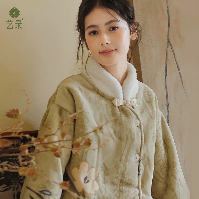 艺录新中式家居服秋冬新款加厚牛奶绒汉服盘扣国风睡衣女睡袍浴袍,女士内衣/男士内衣/家居服,睡袍/浴袍,淘宝优惠券,粉丝福利购,淘宝优惠卷