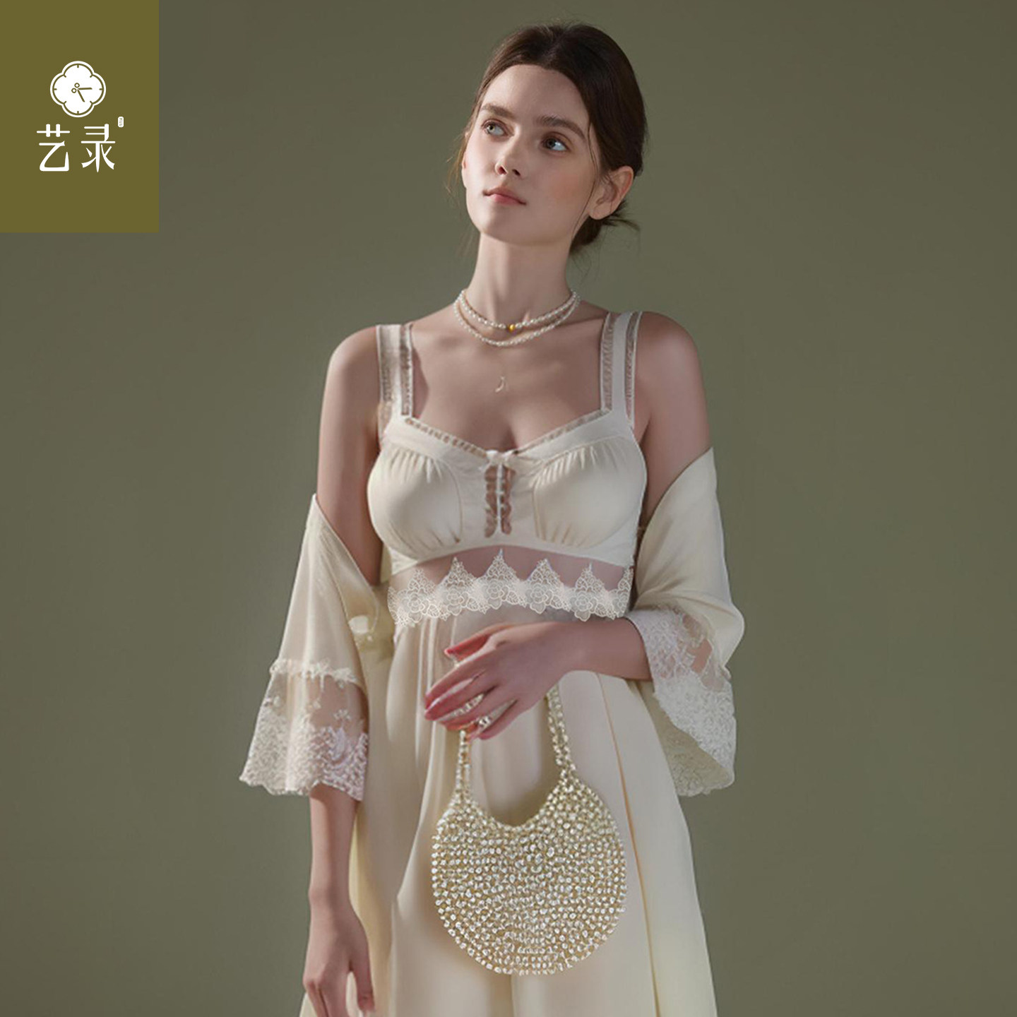 艺录法式高级感吊带睡裙睡袍2件套少女感蕾丝带胸垫睡衣家居服,女士内衣/男士内衣/家居服,睡裙,淘宝优惠券,粉丝福利购,淘宝优惠卷