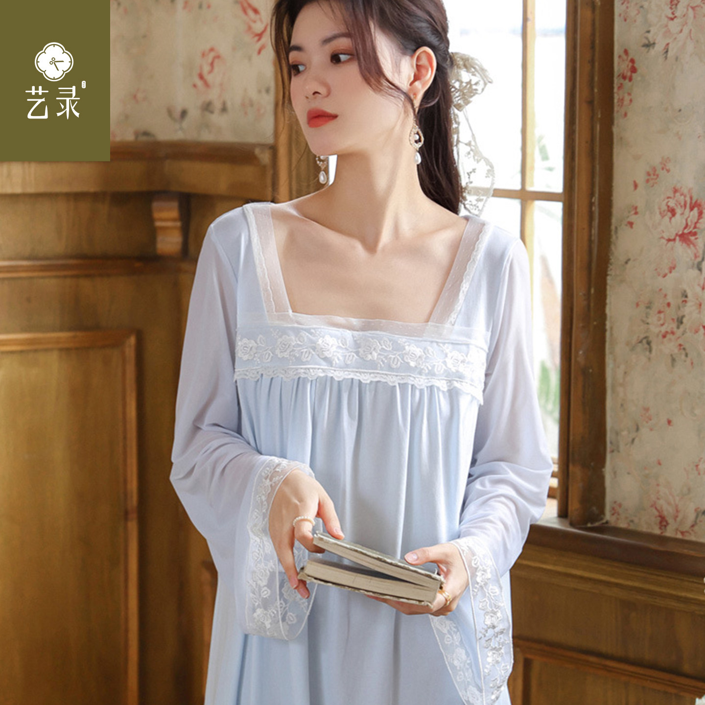 艺录新中式家居服 春秋长袖薄款纯棉汉服襦裙复古国风睡衣女睡裙,女士内衣/男士内衣/家居服,睡裙,淘宝优惠券,粉丝福利购,淘宝优惠卷