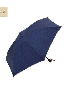 新品日本because小清新超轻折叠晴雨伞 提花瑞士点两用迷你三折伞
