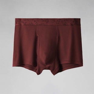 深红色平角内裤男四角裤莫代尔本命年男士枣红裤头一条装中腰短裤