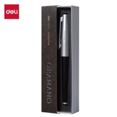 0.5 得力A6Pro 07拔帽臻顺滑木纹拔帽金属中性笔0.7 1.0黑色子弹头办公签字笔