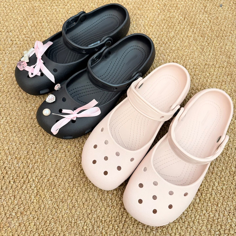 芭蕾洞洞鞋2026新款女鞋芭蕾舞轻便纯色户外包头平底凉拖鞋外穿