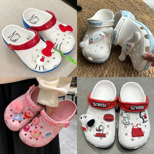 男女洞洞鞋凯蒂猫KT猫小黄人三丽鸥平底凉拖鞋亲子卡通玉桂狗露比