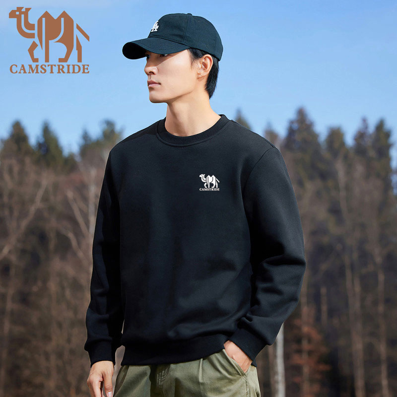 CAMSTRIDE卫衣男款2025新款秋冬季加绒加厚圆领套头衫运动长袖T恤