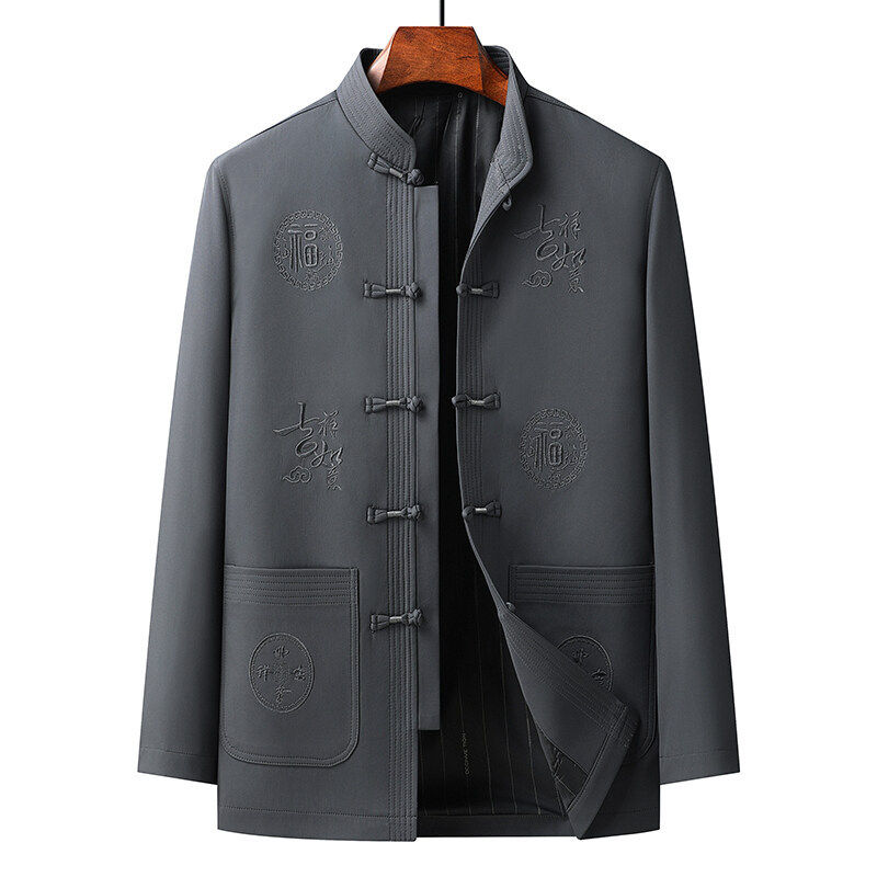 CAMSTRIDE士唐装春秋爸爸套装老年人过寿生日衣服中国风外套爷爷
