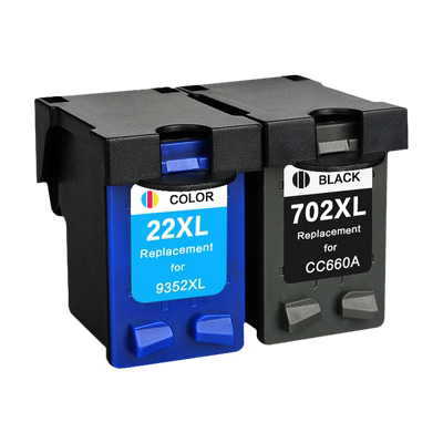 MAG适用惠普702 22XL油墨盒HP officejet J3508 J3600 J3606 J3608 J5508打印机CC660A黑色 C9352A彩色墨水盒