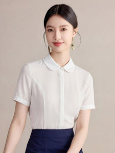 艾尚臣新品夏季职业装女装短袖白衬衫正装工作服雪纺衫衬衣上衣女