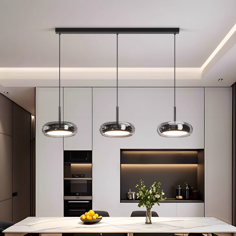 灯品仕餐厅吊灯高级感意式玻璃三头吧台餐桌灯具现代简约餐厅灯