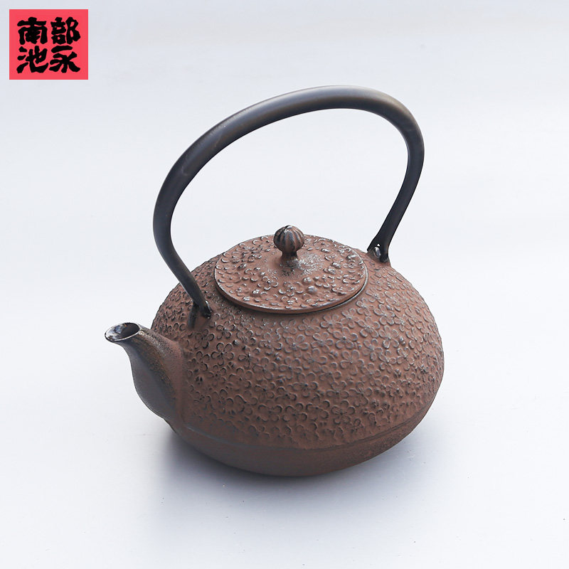 (清仓处理)日本南部铁器平丸型樱肌铁壶小铁瓶日式铸铁壶无涂层