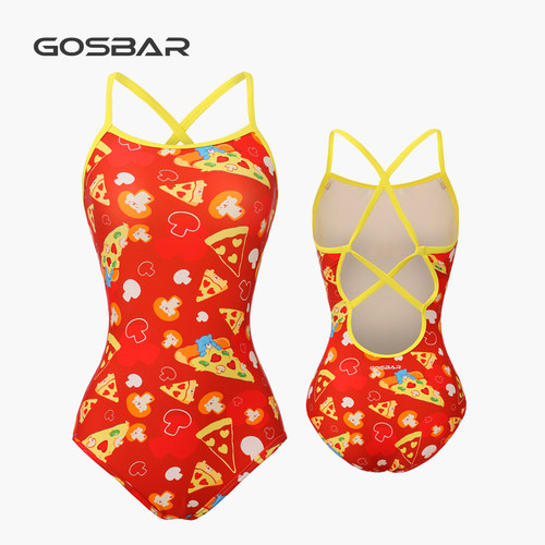 gosbar泳衣26新款女竞速专业运动训练连体竞技游泳馆中叉披萨