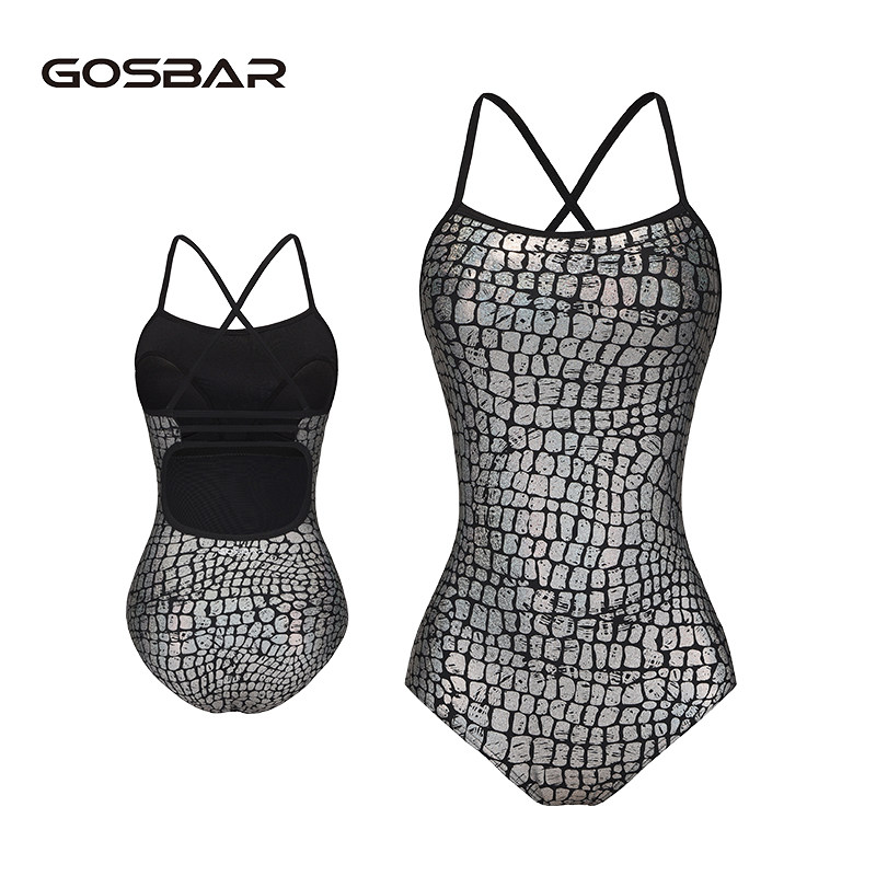 Gosbar泳衣2025新款专业连体三角竞速女款训练显瘦游泳馆低叉保守