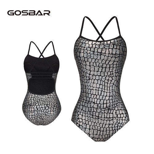 Gosbar泳衣2025新款专业连体三角竞速女款训练显瘦游泳馆低叉保守