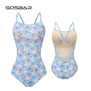 Gosbar泳衣2025新款 专业连体莱卡三角竞速训练游泳杜邦抗菌蓝鸭子