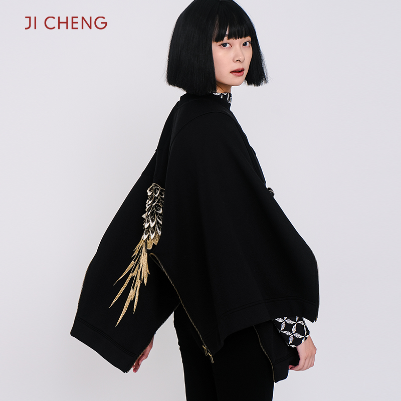 Ji Cheng吉承设计师原创新款斗篷翅膀卫衣休闲两穿男女同款潮牌