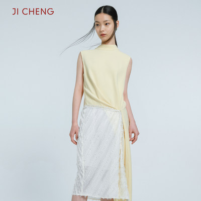 jicheng超显瘦无袖拼接连衣裙