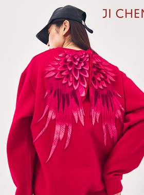 中国设计师原创Ji Cheng吉承 药捻儿3D后背翅膀圆领卫衣 情侣2210