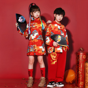 儿童演出服男童中国风女童旗袍小学生开幕式大合唱服装国潮班服
