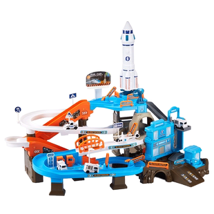 轨道车停车场军事大楼玩具车小汽车闯关大冒险3-4岁儿童6益智男孩