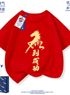 NASA联名2026马年马到成功印花儿童短袖t恤一家四口内搭半袖夏装