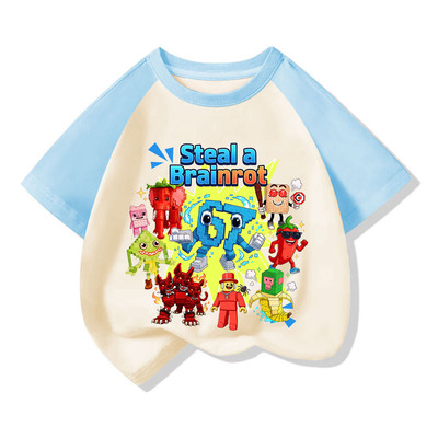 游戏Steal a Brainrot 67号偷走脑红儿童学生短袖T恤男女童上衣夏