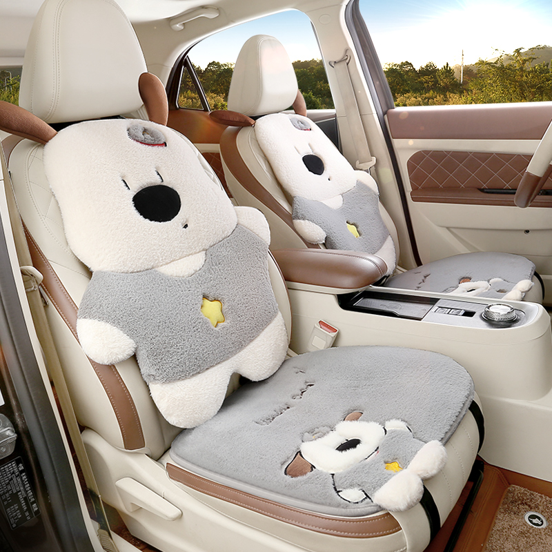 汽车坐垫秋冬毛绒可爱座垫冬季后排座椅套单片三件套后座新款座套