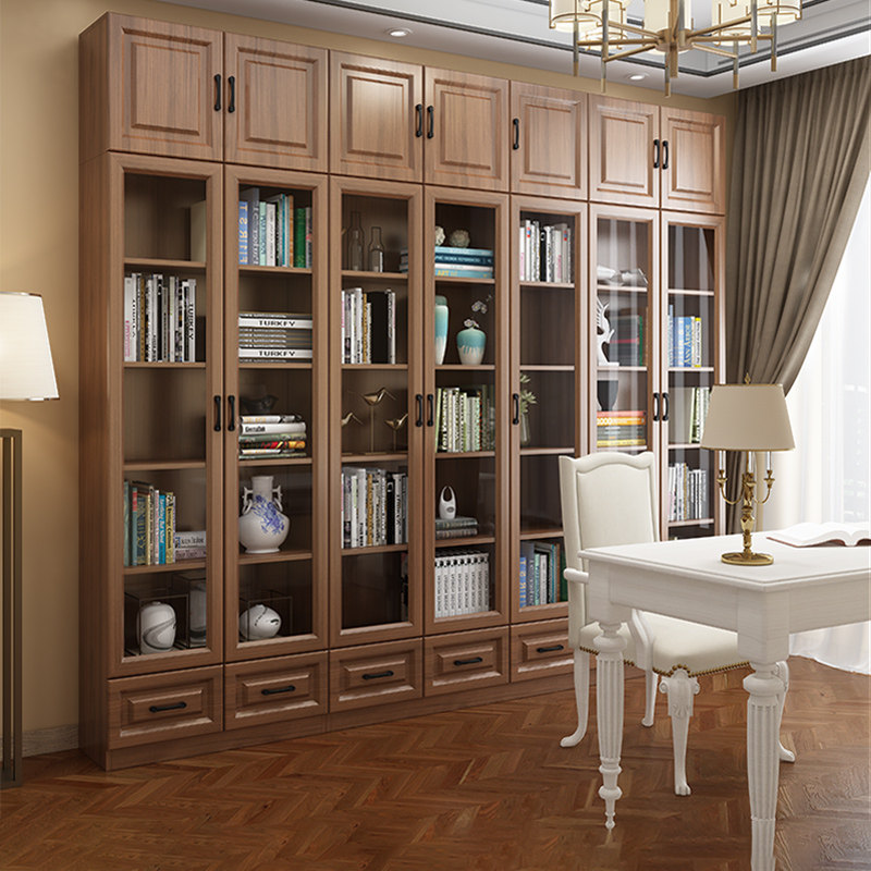 枫霖简约现代书房两门储物文件定制组合书柜书架玻璃门书橱展示架,住宅家具,组合书柜,淘宝优惠券,粉丝福利购,淘宝优惠卷