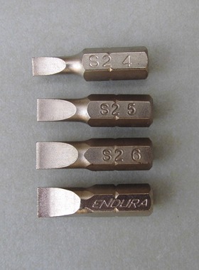 ENDURA/力易得6.3系列一字旋具头单用短批头S2钢起子头E6811E6812