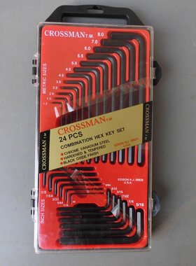 进口货CROSSMAN美国十字牌公英制六角扳手18件套装两用六角扳手