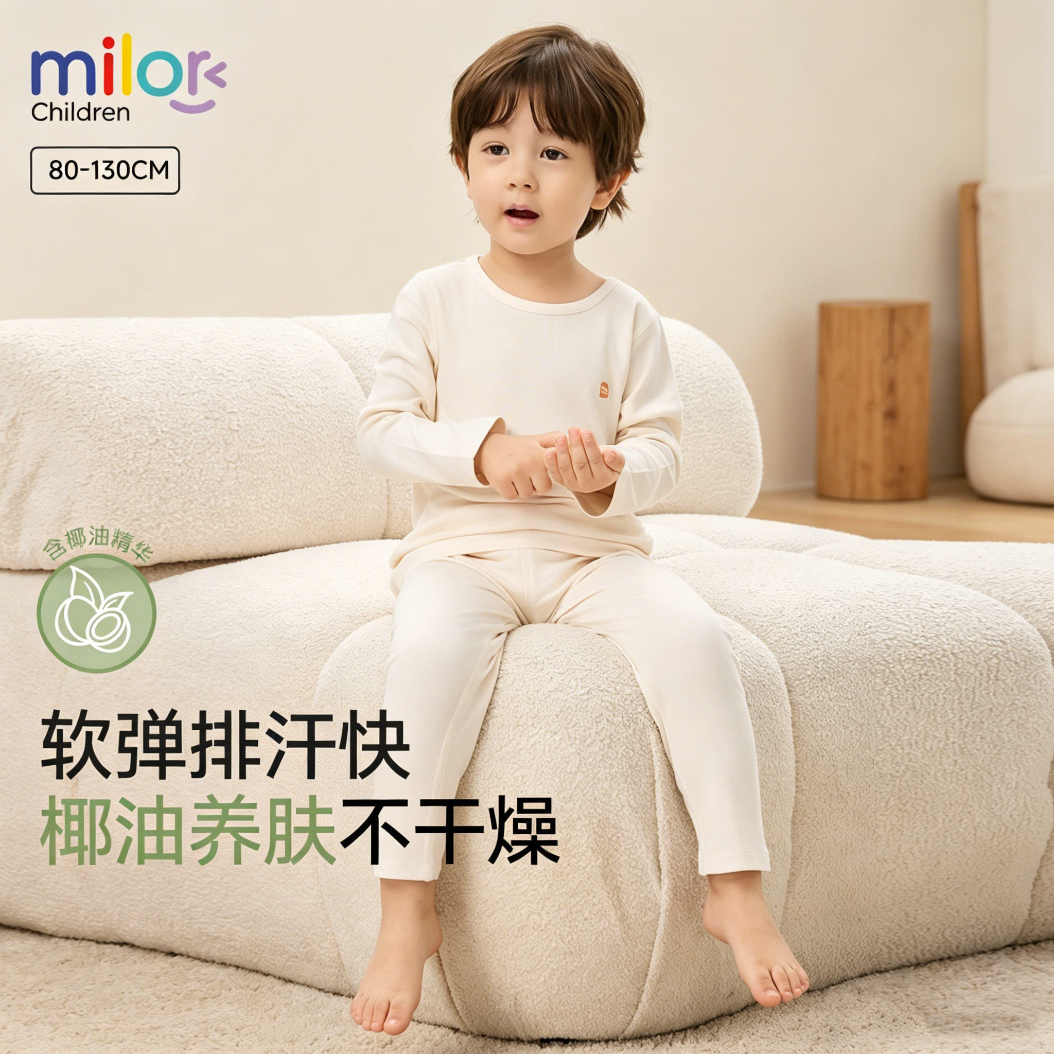 椰油养肤儿童内衣套装图片