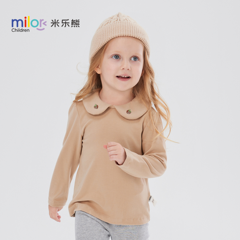 刺绣长袖T恤衫米乐熊娃娃领