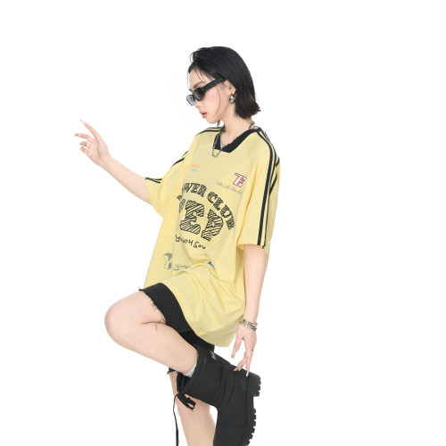 2026新款宽松印花短袖T恤女夏季美式街头风情侣款潮牌半袖上衣