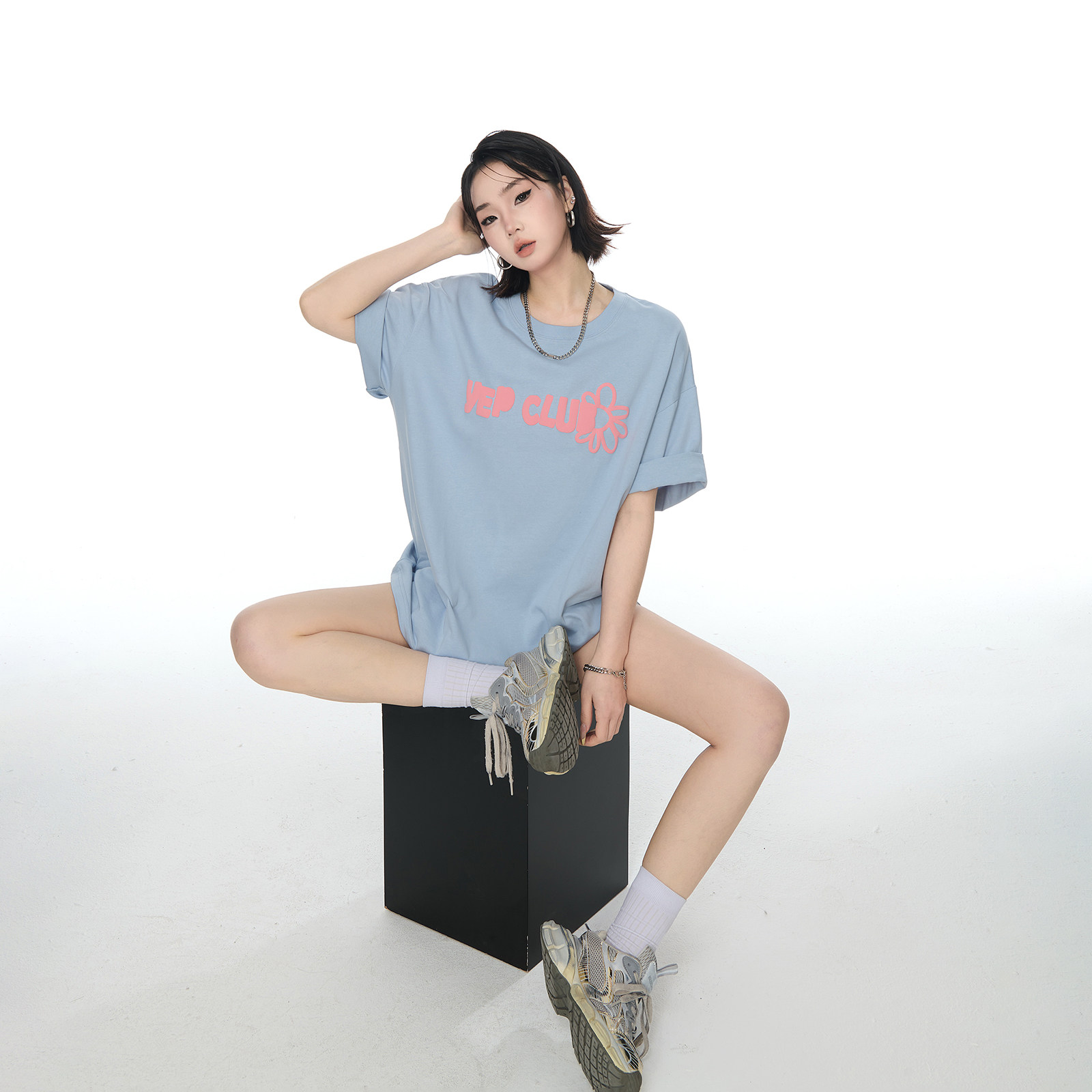 2025夏季新款立体发泡工艺短袖男女同款t恤潮牌宽松百搭半袖上衣