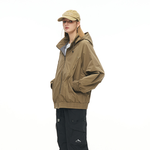 美式潮牌立领连帽两面穿秋季新款工装短外套女户外运动休闲夹克