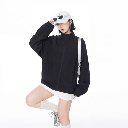 纯色立领薄款防晒衣女夏季新款美式运动外套宽松upf50+户外防晒服